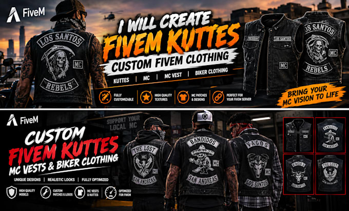 create fivem kuttes custom fivem clothing kuttes mc mc vest biker clothing