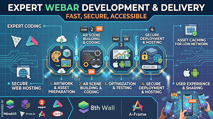 develop browser webar with image tracking using mindar or 8th wall