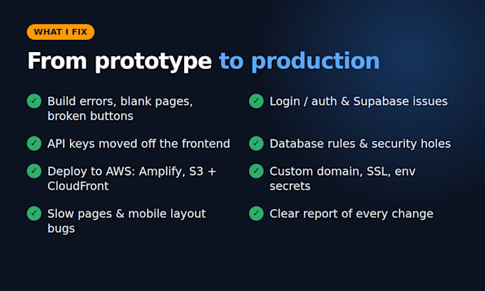 fix and deploy your lovable, bolt, cursor or claude code app on AWS