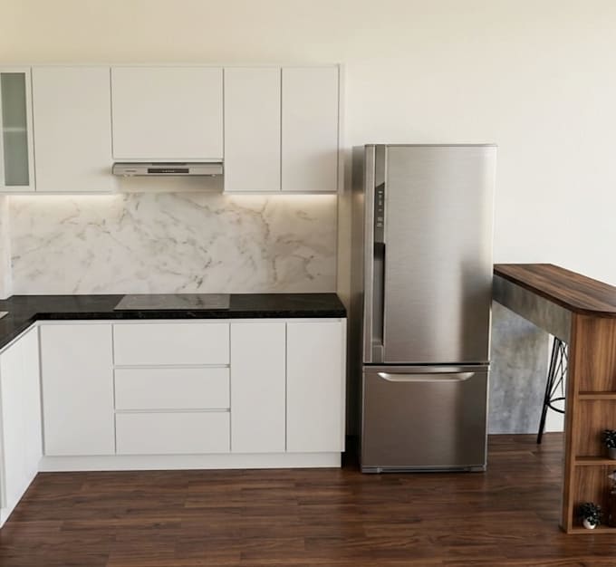 design a 3d kitchen with photorealistic rendering