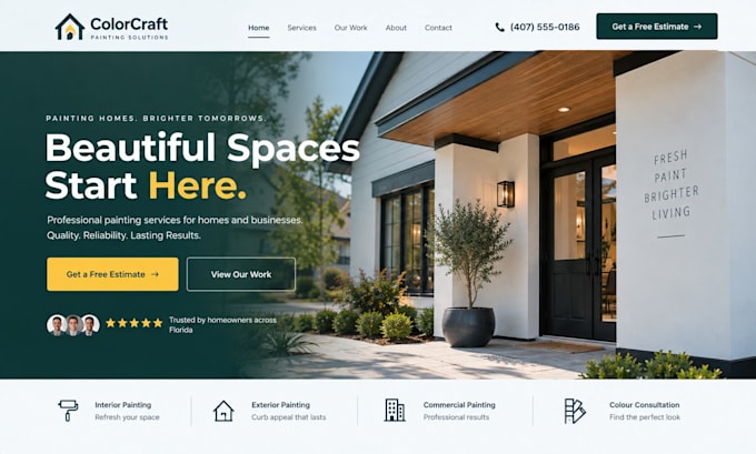 build squarespace painting contractor website painter website house brand websit
