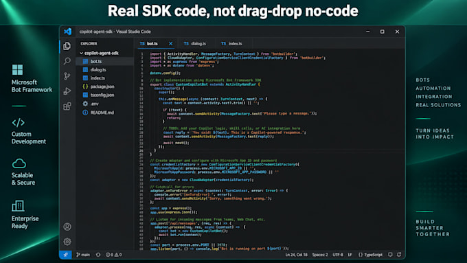build a custom sdk based copilot studio chatbot with full code