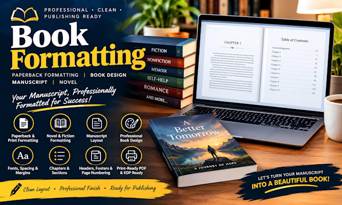 do book formatting, paperback formatting, book design manuscript novel