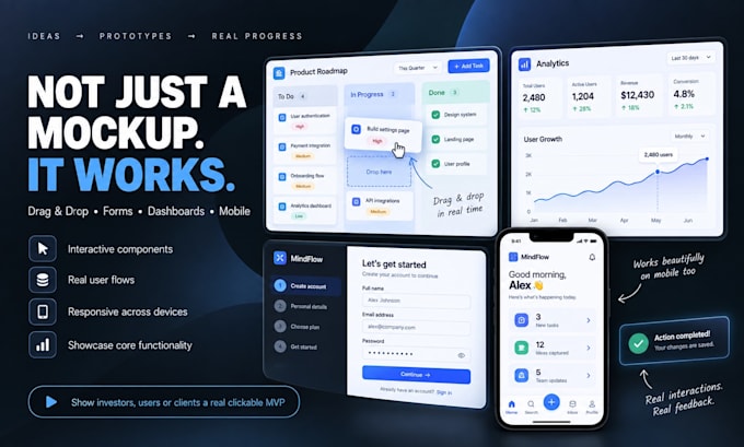 design a clickable mvp prototype for your web app idea