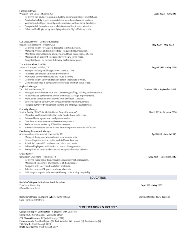 resume writing and editing
