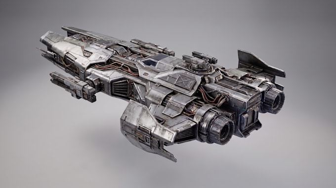 create game ready 3d spaceship model unreal engine unity game asset sci fi