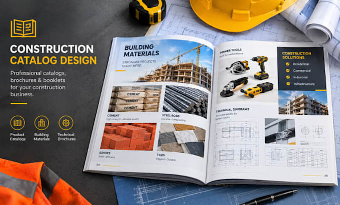 design construction catalog, building materials catalog, technical brochure