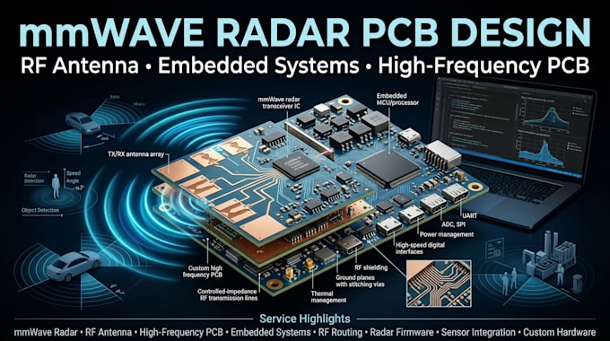 design mmwave radar pcb, rf antenna and embedded systems