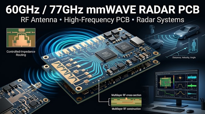 design 60ghz 77ghz mmwave radar pcb, antenna and rf systems