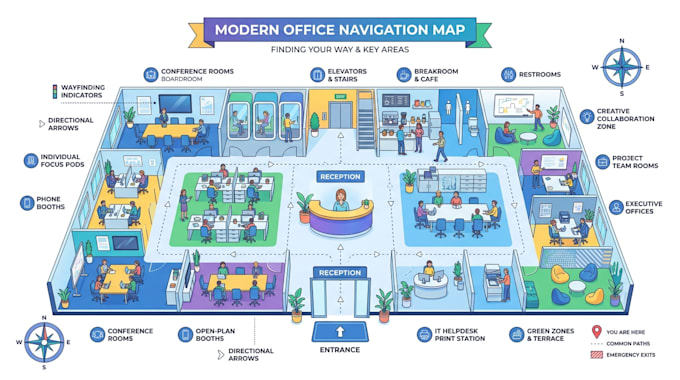 design 3d isometric festival map, office navigation map and infographic map