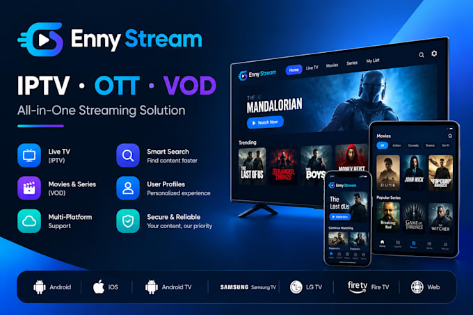 build iptv app, ott app, vod app for smart tv and mobile