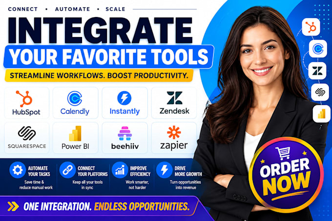 integrate hubspot calendly instantly zendesk squarespace power bi beehiiv zapier