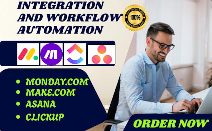 setup integration and workflow automation on asana, clickup, monday com, make