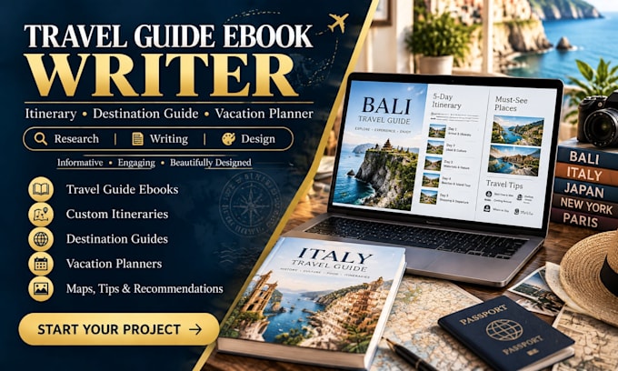 write travel guide ebook, itinerary, destination guide and vacation planner
