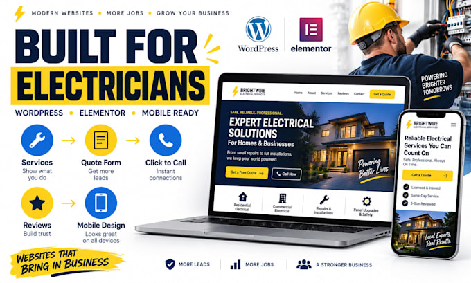build electrician website with wordpress elementor for contractors