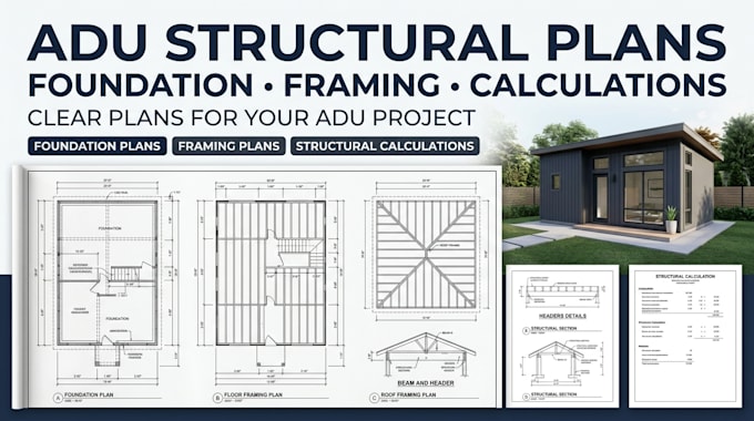 create adu structural plans foundation framing calculations