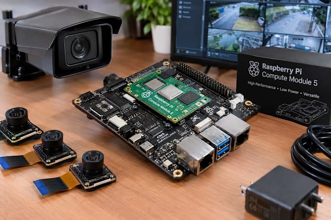 design raspberry pi cm4 cm5 pcb for computer vision surveillance camera system