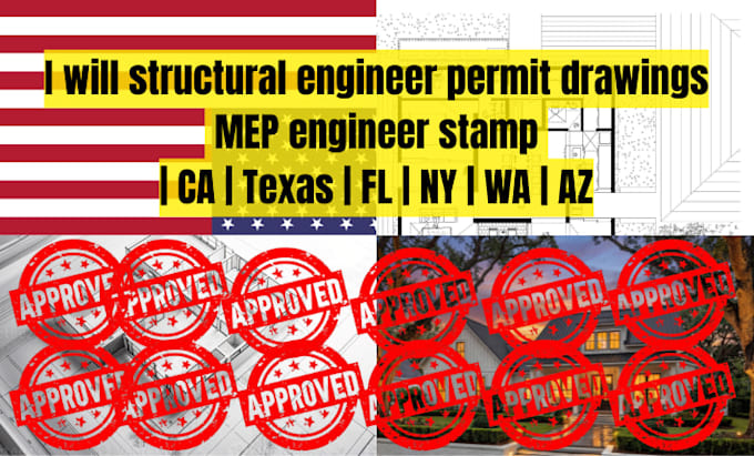 structural engineer permit drawings mep engineer stamp ca texas fl ny wa az