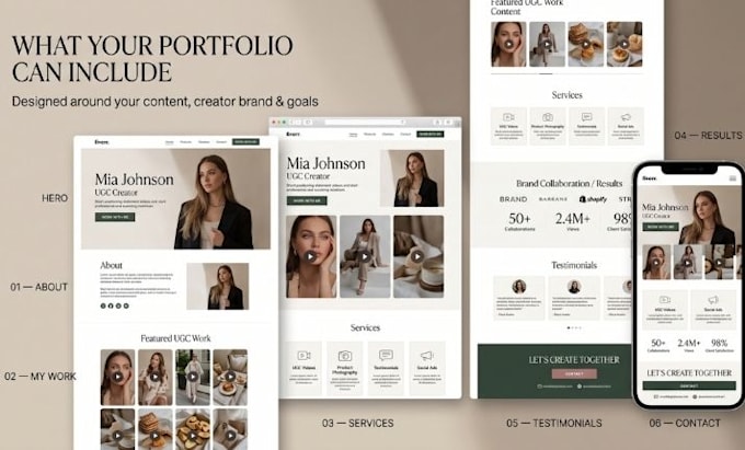 design a professional ugc portfolio website for creators