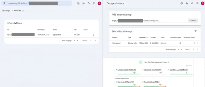 do technical SEO audit, fix site errors, and submit sitemap