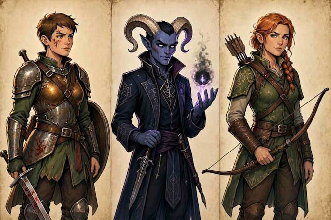draw d and d character commissions, illustration