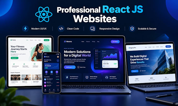 develop a responsive react js website or landing page