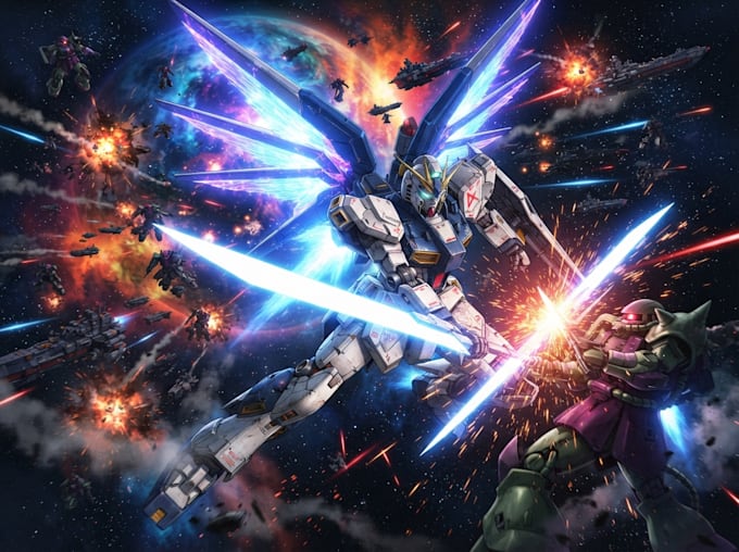 illustration and concept mecha, gundam