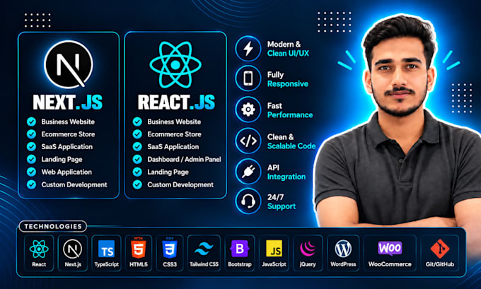 be your front end web developer in react js website and next js website