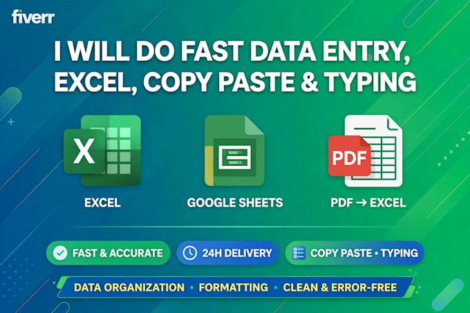 do fast data entry, excel, copy paste and typing work