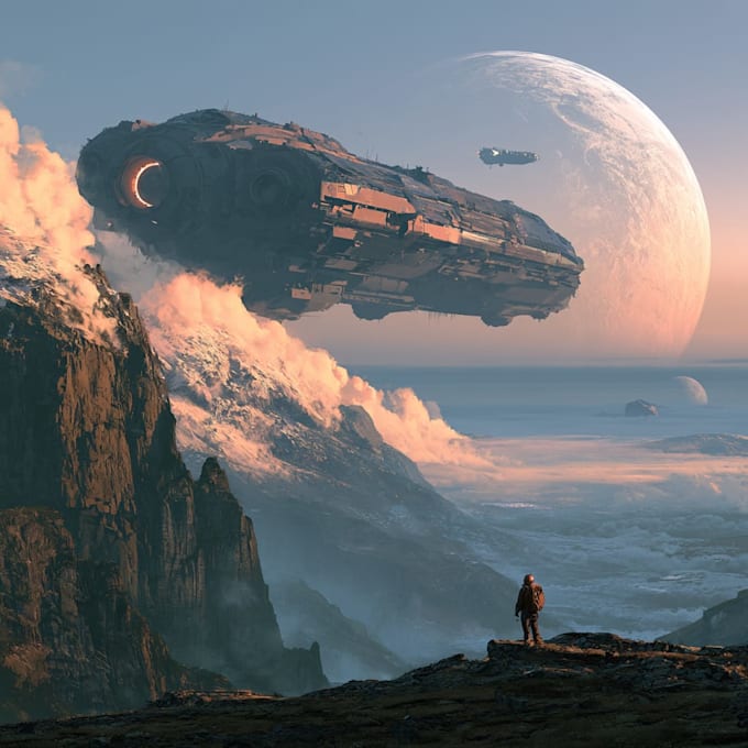 create sci fi illustration and sci fi sci fi illustration