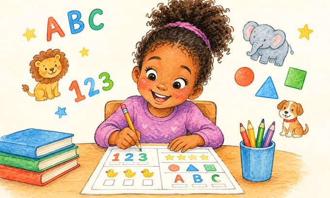 illustrate educational children books and worksheets