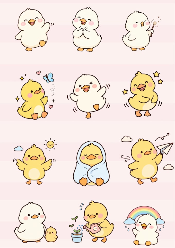 design cute animals, characters, chibi, stickers