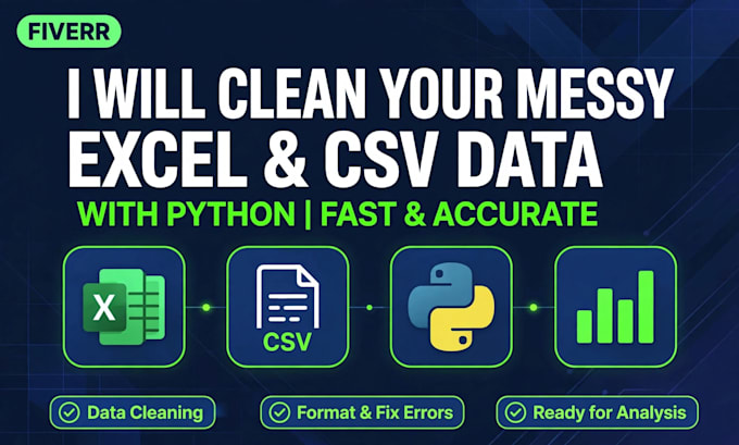 do excel data cleaning and csv cleaning with python pandas