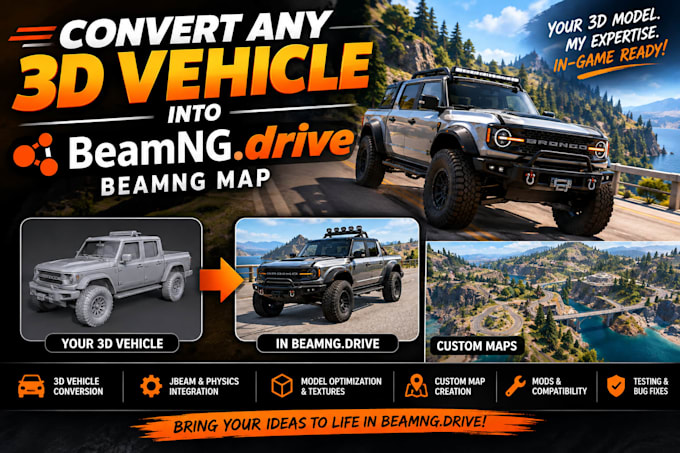 convert any 3d vehicle into beamng drive beamng map