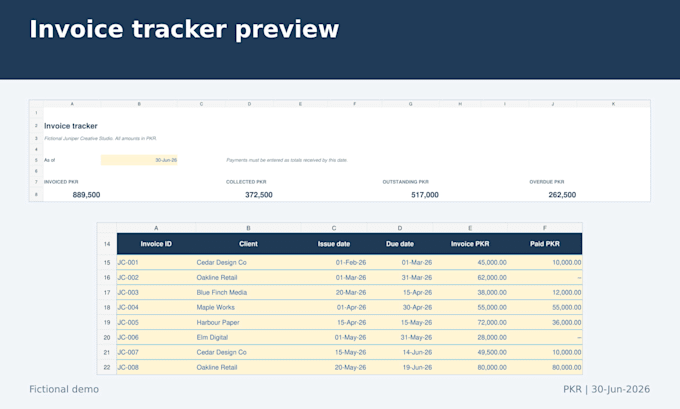 create an excel invoice tracker with payment and overdue status