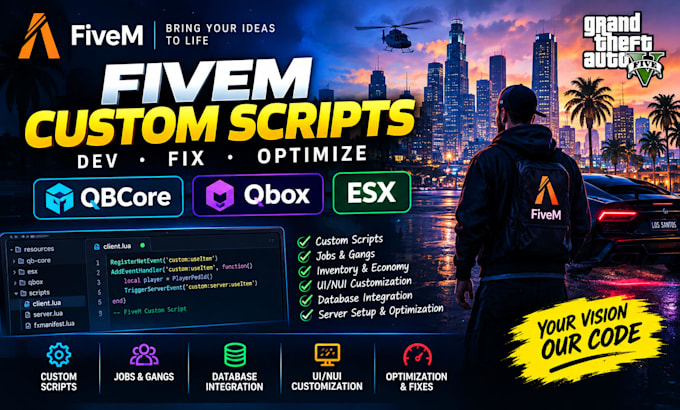 build custom fivem scripts for qbcore qbox and esx