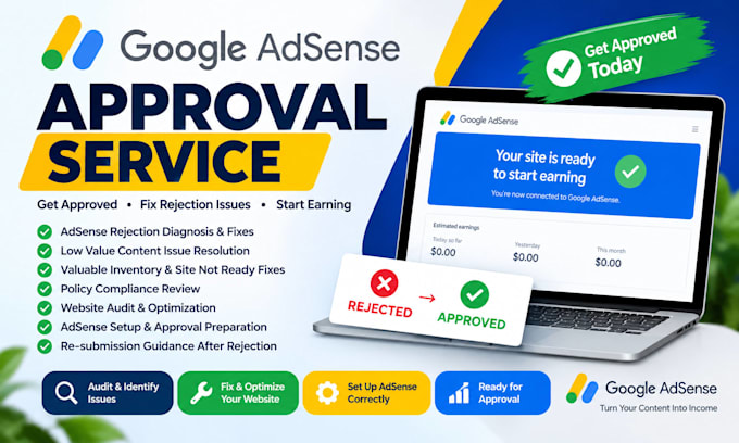 get google adsense approval, fix rejection issues resolve low value content ads