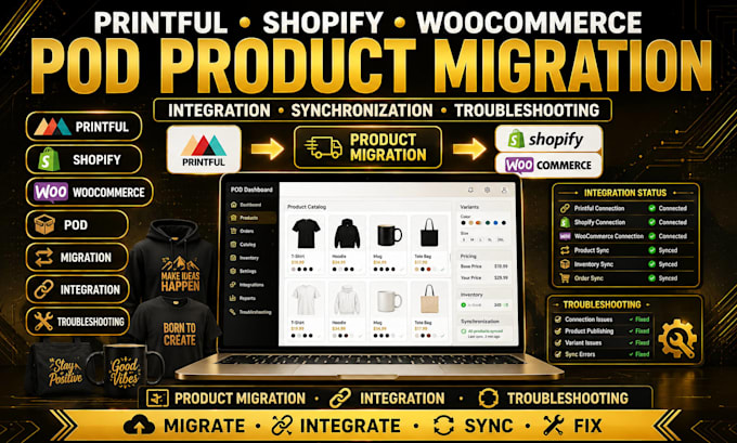 printful shopify woocommerce pod product migration integration troubleshooting