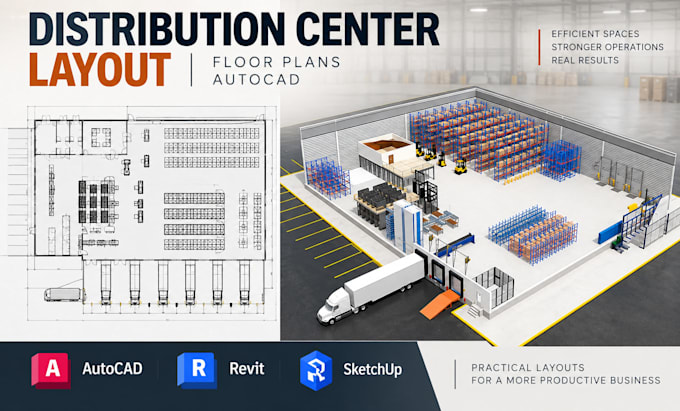 design distribution center layout logistics warehouse floor plans autocad