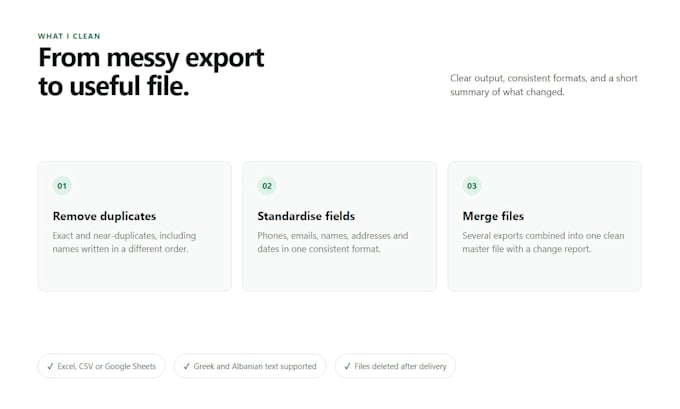 clean, deduplicate and format your excel or CSV data