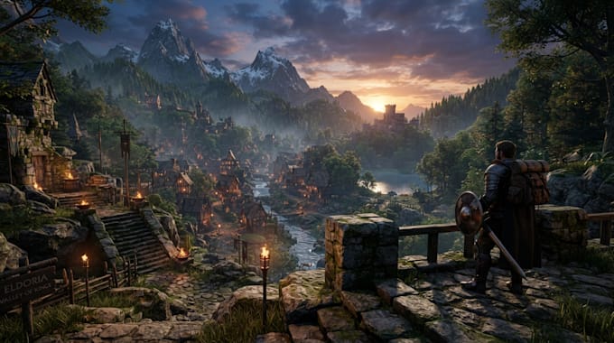 create 3d open world game environment, map, level design, ue5 environment, unity