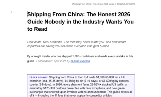 write expert freight forwarding and china sourcing blogs
