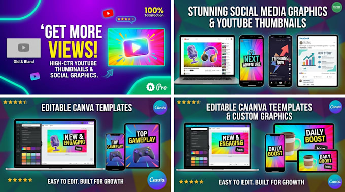 design high click through rate youtube thumbnails and social graphics