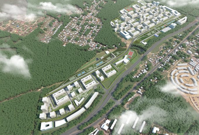visualize architectural 3d site plan, urban masterplan visualization,subdivision