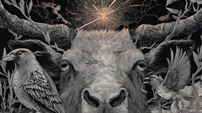 draw a dark and striking illustration