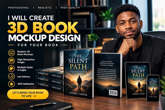 create professional 3d book mockup design for your book
