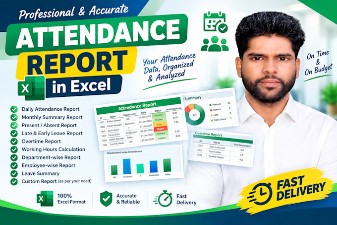 do create excel attendance, late, overtime and leave reports