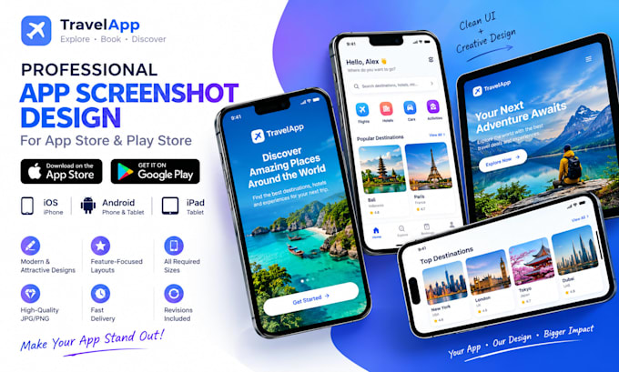 design awesome app screenshots for play store and app store