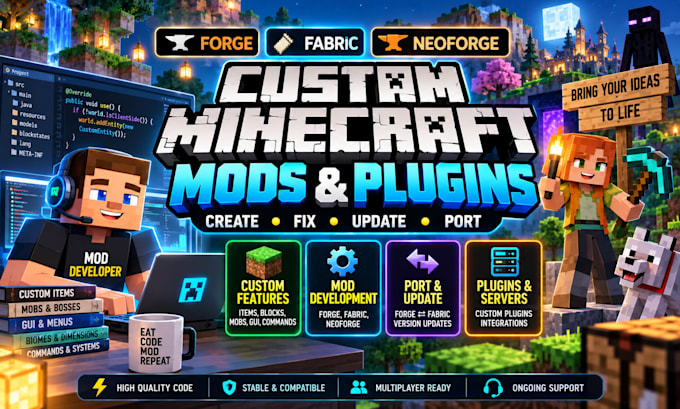 create minecraft forge fabric neoforge mod custom mods plugins bugs