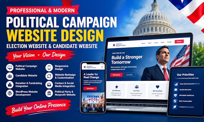 design political campaign website, election website candidate wordpress website